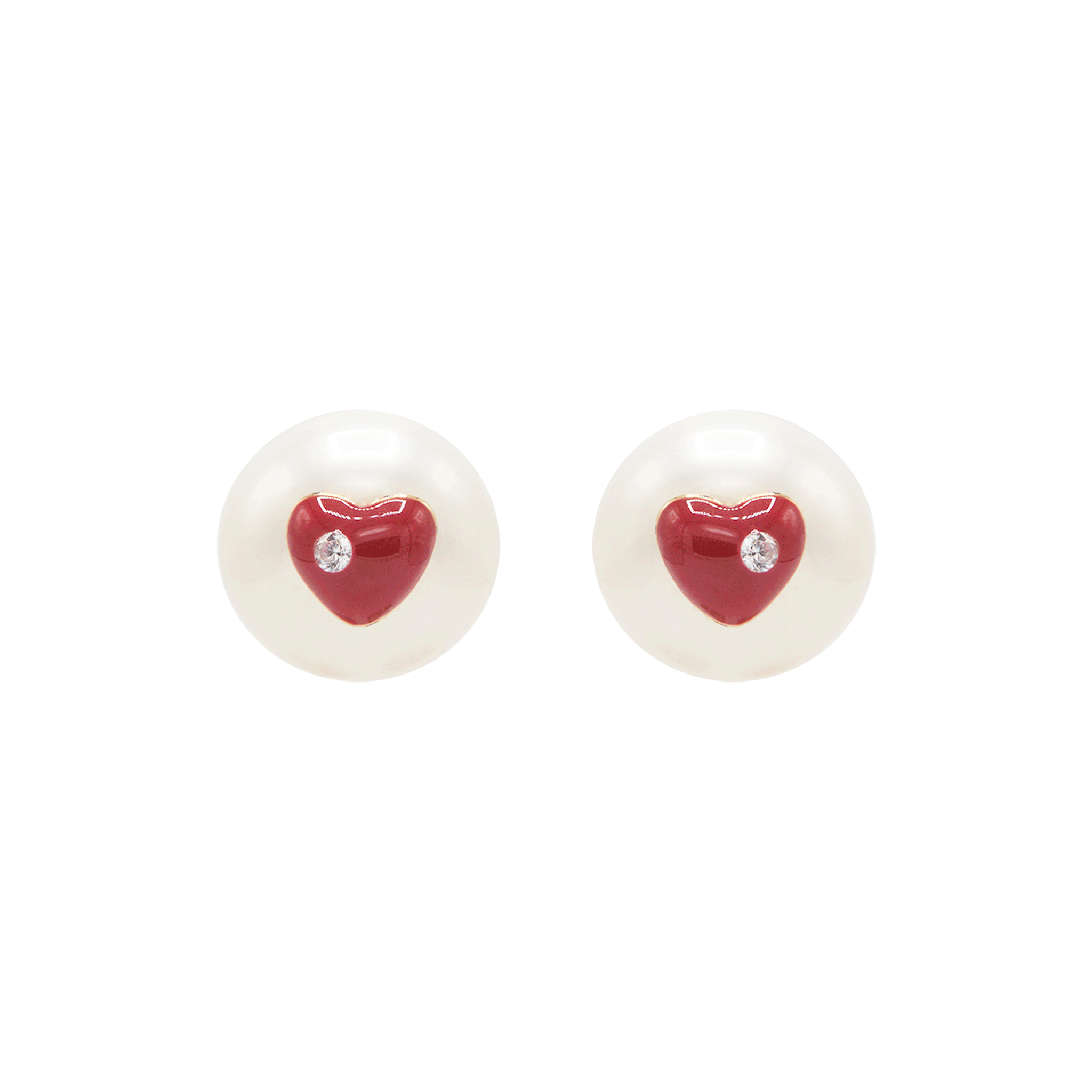 HEART PEARL EAR STUDS