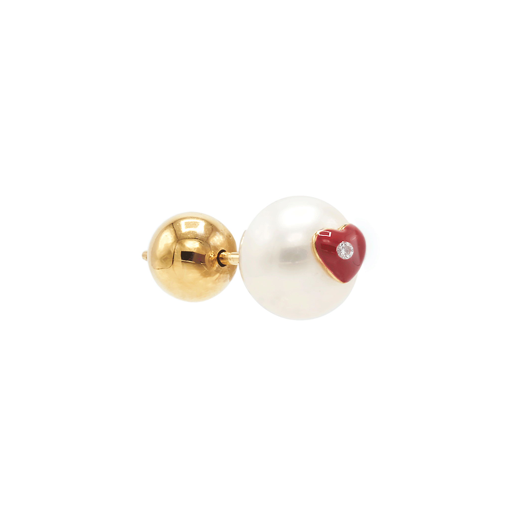 HEART PEARL EAR STUDS