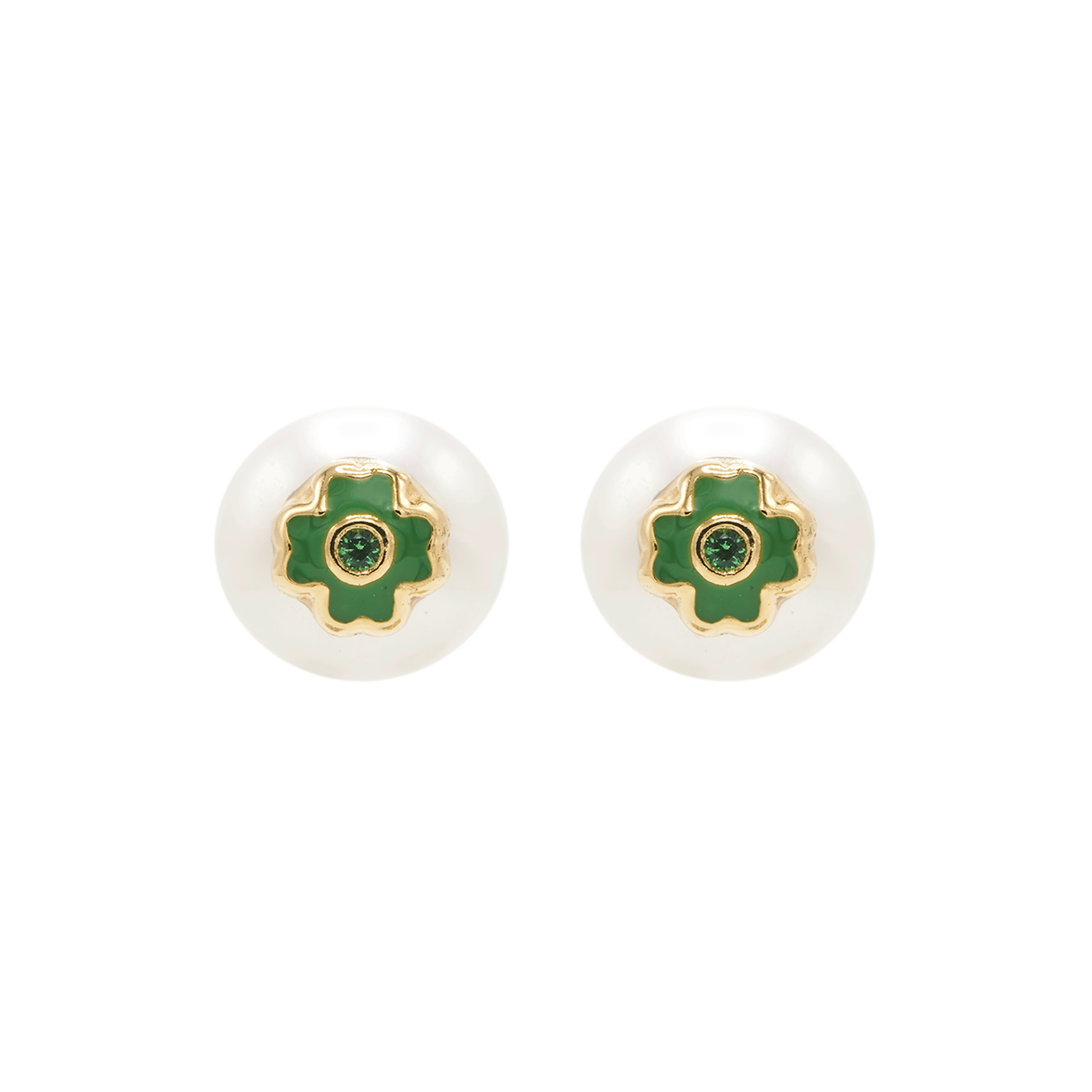 CLOVER PEARL EAR STUDS