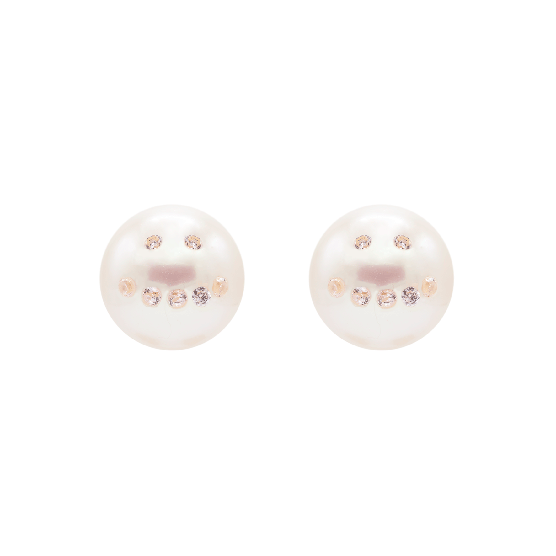 SMILE FACE PEARL EAR STUDS