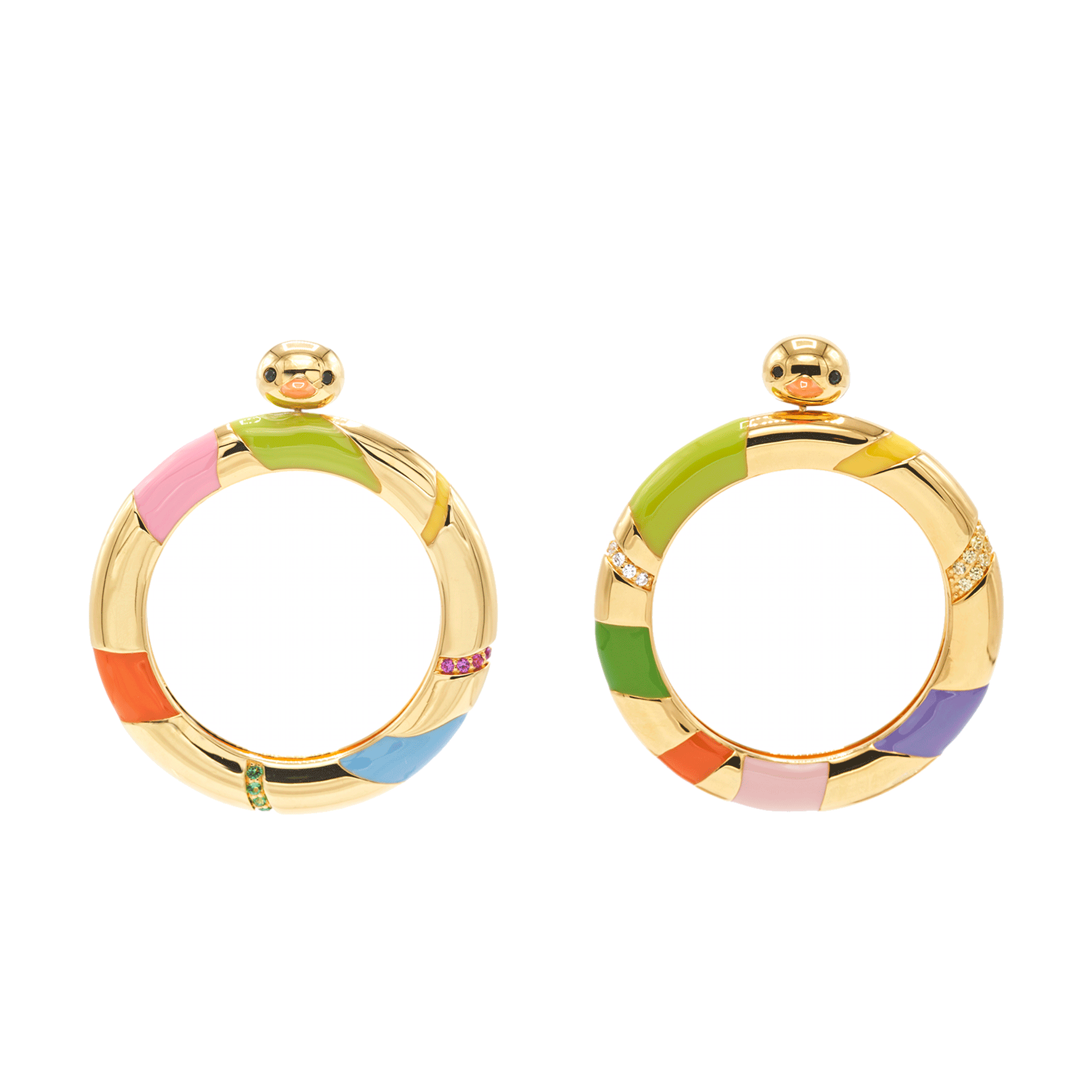 RAINBOW DUCK EAR HOOPS