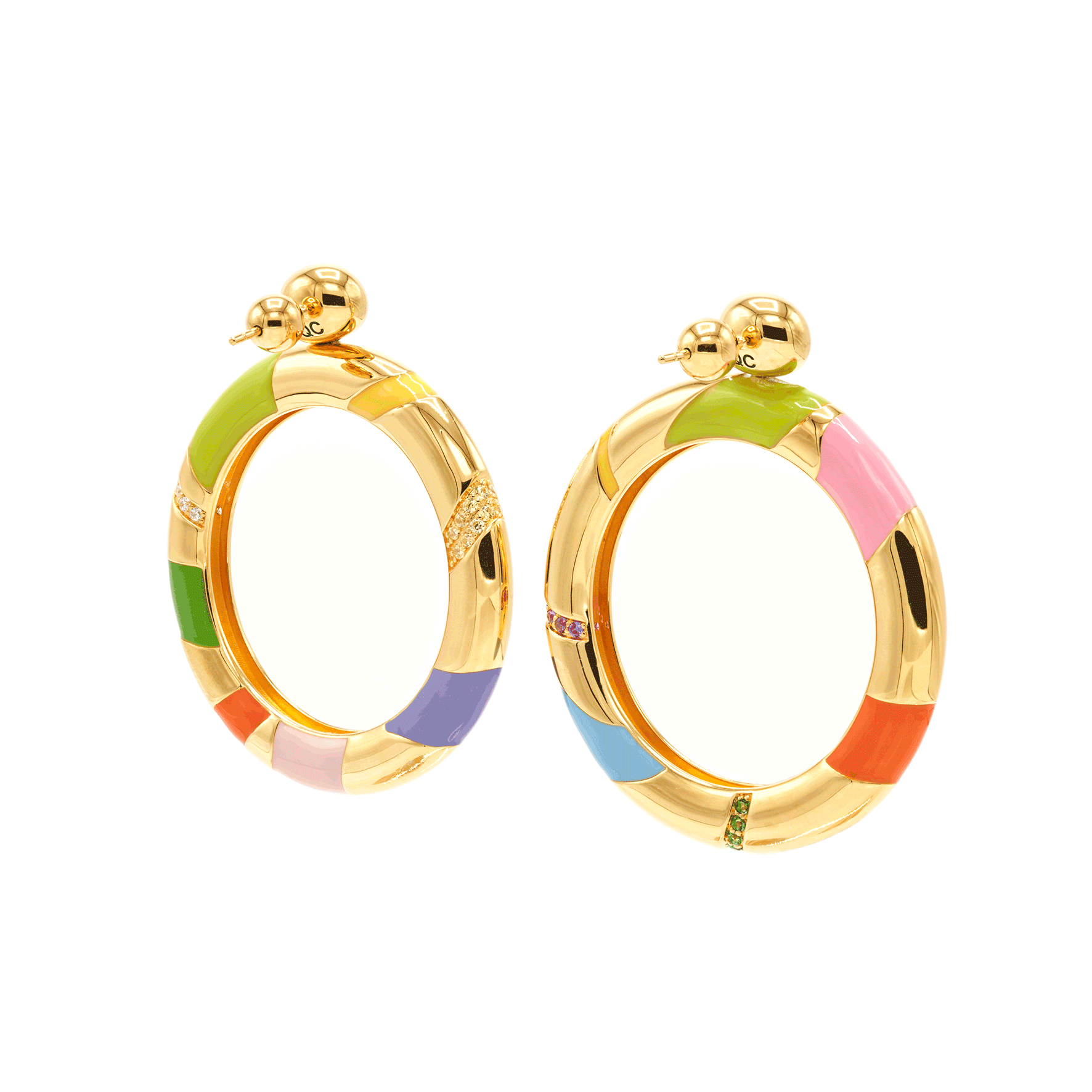 RAINBOW DUCK EAR HOOPS