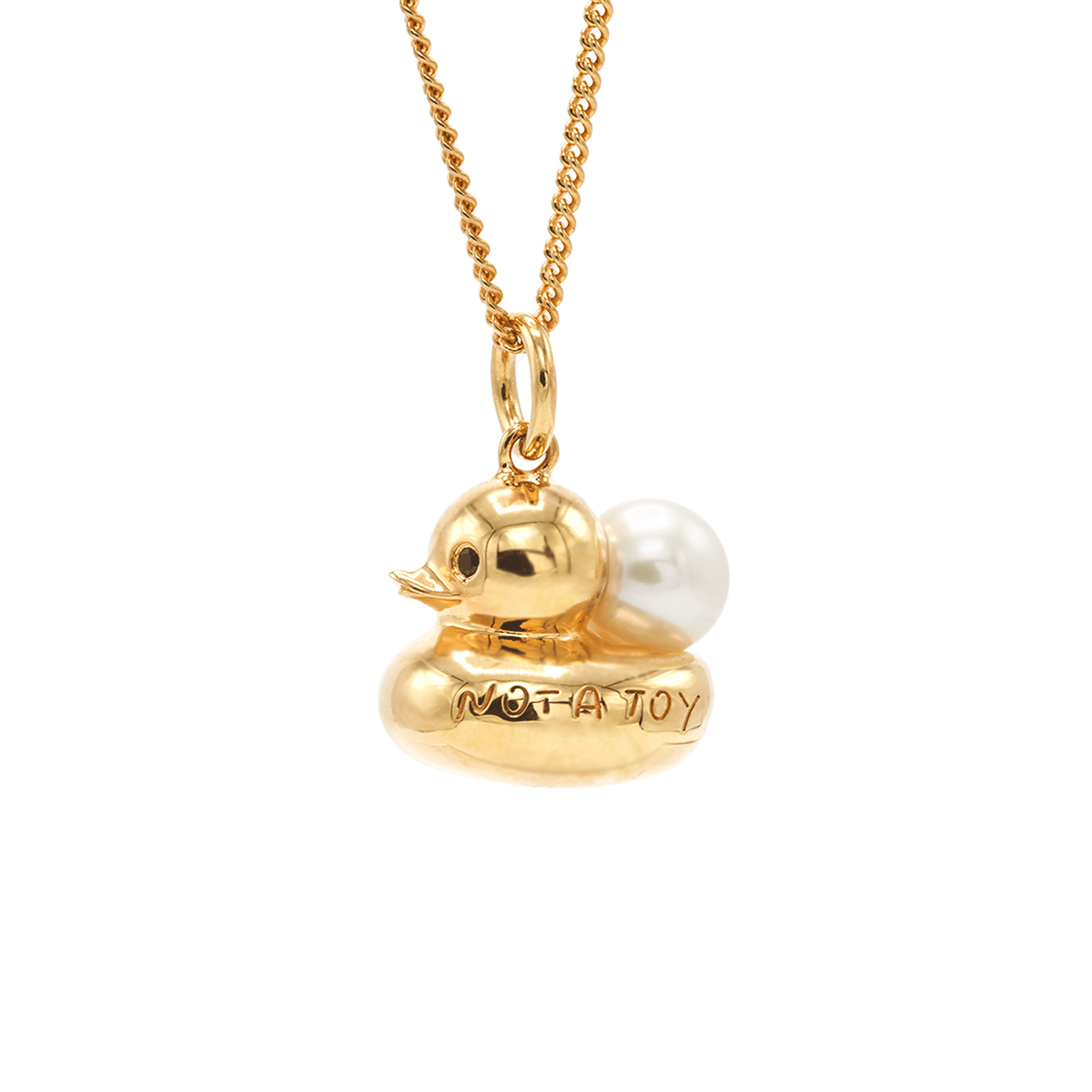 NOT A TOY PETITE DUCK WITH PEARL PENDANT