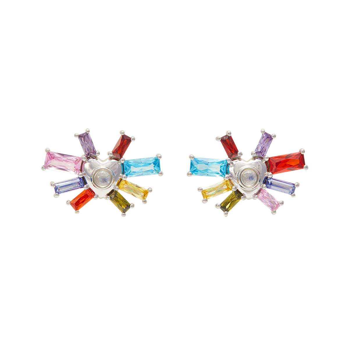 RAINBOW HEART BOW EARRINGS