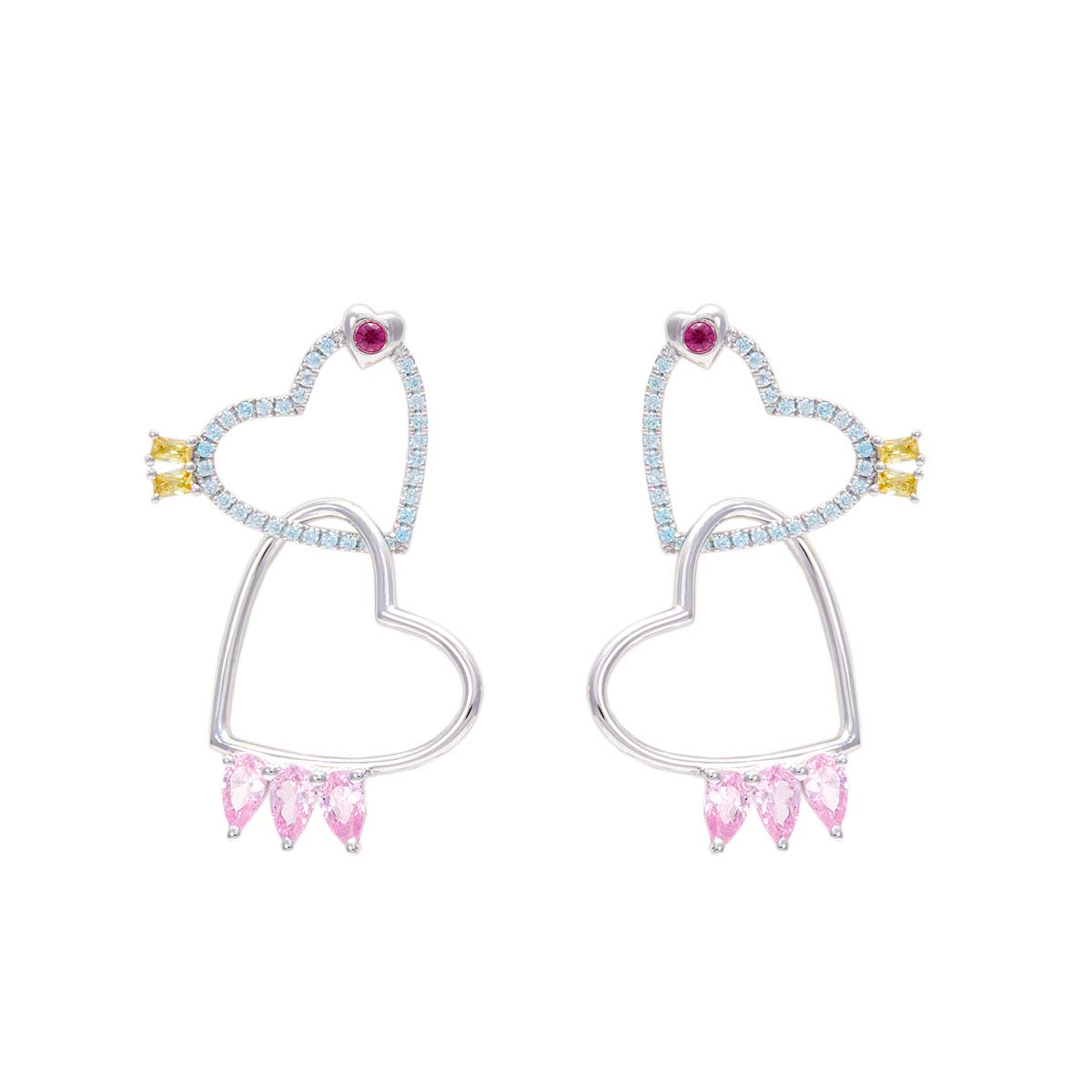 DOUBLE HEARTS DROP EARRINGS SMALL