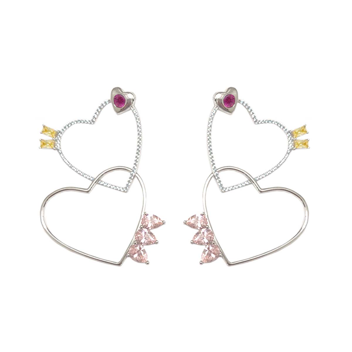 DOUBLE HEARTS DROP EARRINGS