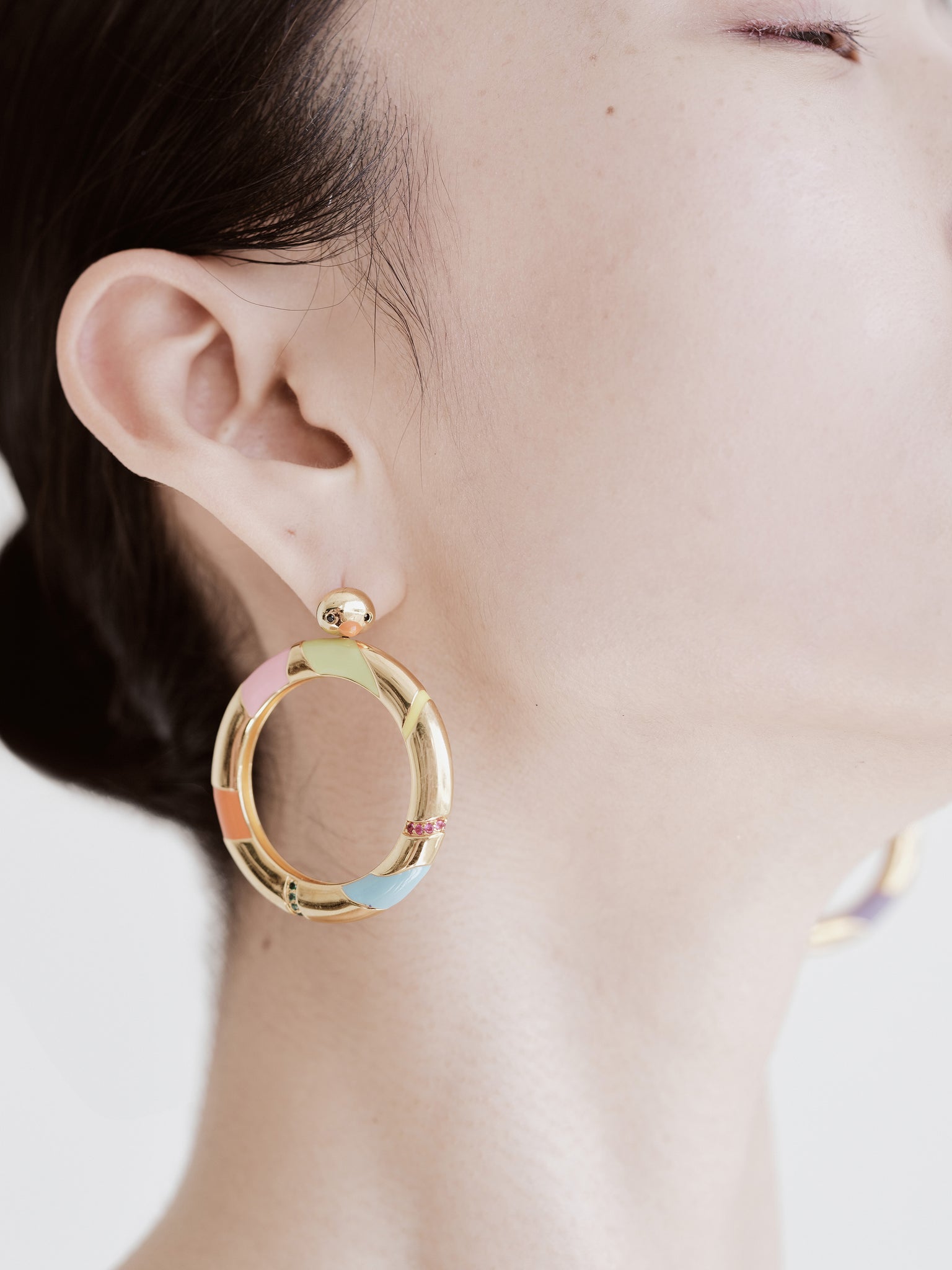 RAINBOW DUCK EAR HOOPS