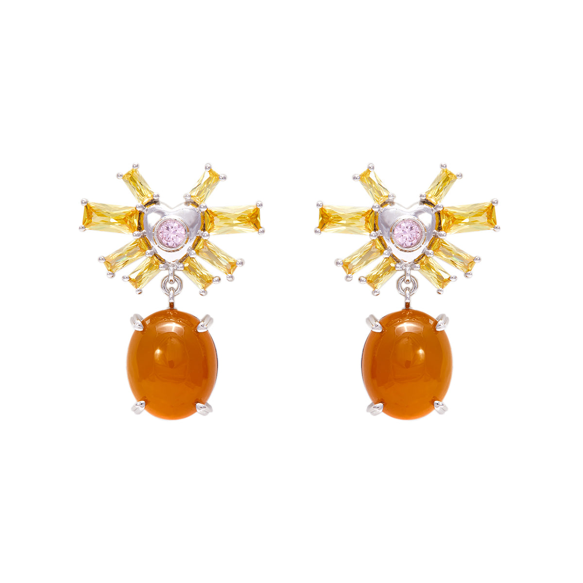 DROP EARRINGS WITH YELLOW AGATE STONES